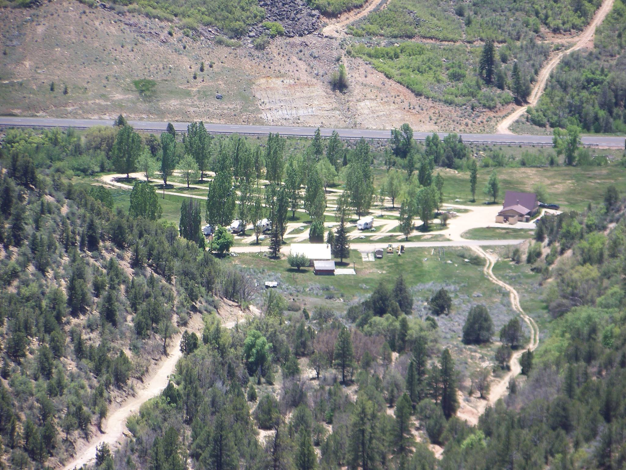 Overhead view of campground